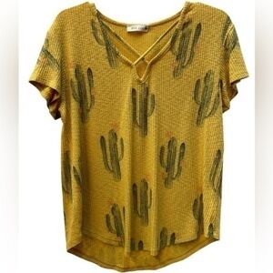 Yellow Cactus Print Women Top